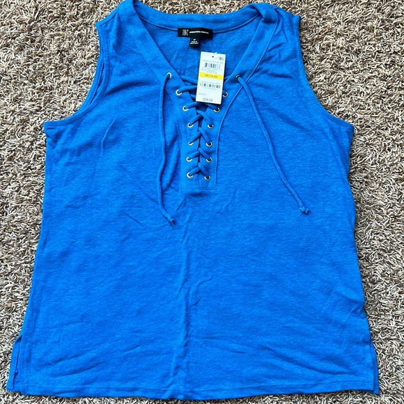 INC lace up tank Royal Blue Size M - Picture 2 of 6